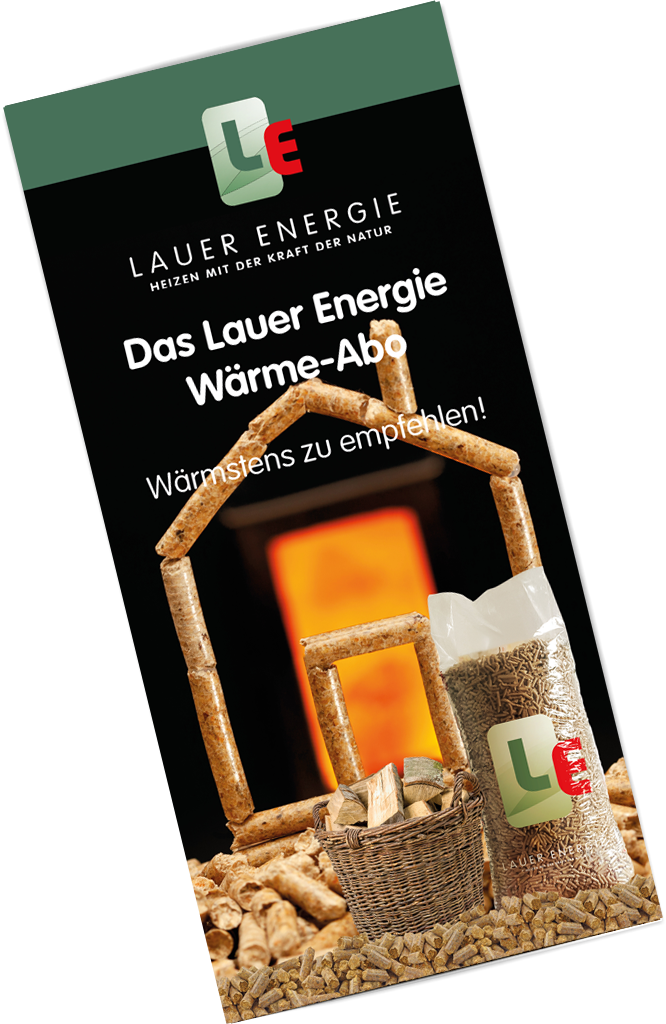 Flyer-Mockup zum Wärmeabo-Angebot – kompakte Übersicht zum zuverlässigen Pelletservice.